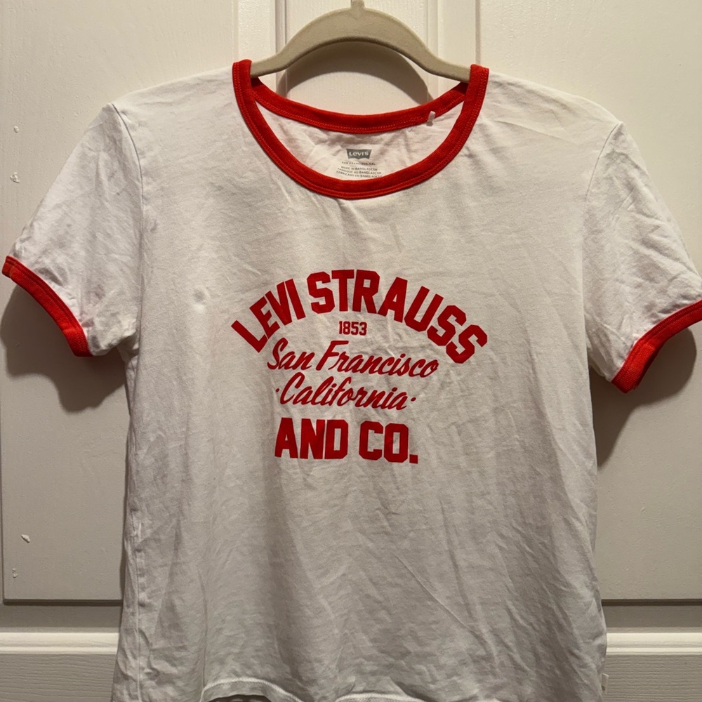 Levi's White and Red Ringer Tee Short Sleeve